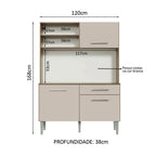 Armário de Cozinha Compacta 120cm Rustic/Crema